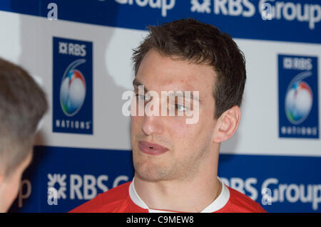 Sam Warburton del Galles al lancio ufficiale del RBS Sei Nazioni di rugby a Hurlingham Club di Londra. Foto Stock