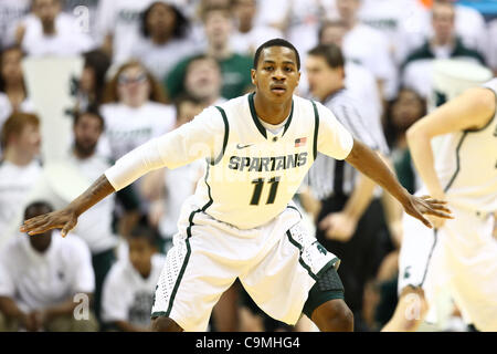 Il 25 gennaio, 2012 - East Lansing, Michigan, Stati Uniti - Michigan State Spartans guard Keith applicare (11) durante la prima metà contro il Minnesota i Gopher a Jack Breslin studenti Eventi Centro. (Credito Immagine: © Rey Del Rio/Southcreek/ZUMAPRESS.com) Foto Stock