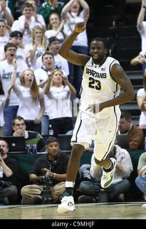 Il 25 gennaio, 2012 - East Lansing, Michigan, Stati Uniti - Michigan State Spartans avanti Draymond verde (23) durante la seconda metà contro il Minnesota i Gopher a Jack Breslin studenti Eventi Centro. (Credito Immagine: © Rey Del Rio/Southcreek/ZUMAPRESS.com) Foto Stock