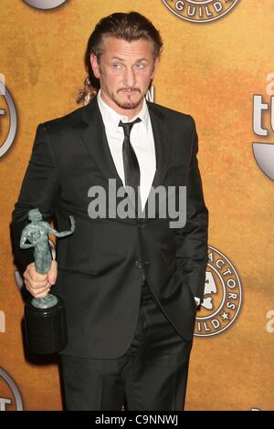 Jan 25, 2009 - Los Angeles, California, Stati Uniti d'America - attore Sean Penn al Screen Actors Guild Awards - Press Room presso lo Shrine Auditorium di Los Angeles. (Credito Immagine: Â© Paul Fenton/ZUMA Press) Foto Stock