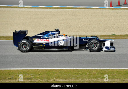 Pastor Maldonado (VEN), Williams bei den ersten Formel 1 Testfahrten der Saison 2012 a Jerez, Spanien | Pastor Maldonado (VEN), Williams durante un test di Formula Uno di Jerez, in Spagna Foto Stock