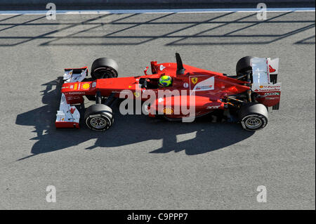 Felipe Massa (BRA), Ferrari bei den ersten Formel 1 Testfahrten der Saison 2012 a Jerez, Spanien | Felipe Massa (BRA), Ferrari durante un test di Formula Uno di Jerez, in Spagna Foto Stock