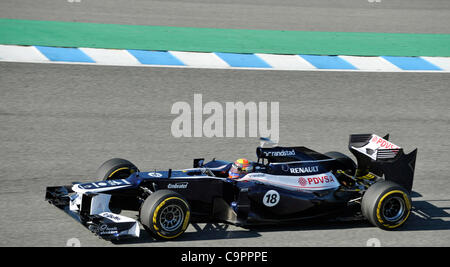 Pastor Maldonado (VEN), Williams bei den ersten Formel 1 Testfahrten der Saison 2012 a Jerez, Spanien | Pastor Maldonado (VEN), Williams durante un test di Formula Uno di Jerez, in Spagna Foto Stock