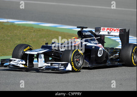 Pastor Maldonado (VEN), Williams bei den ersten Formel 1 Testfahrten der Saison 2012 a Jerez, Spanien | Pastor Maldonado (VEN), Williams durante un test di Formula Uno di Jerez, in Spagna Foto Stock
