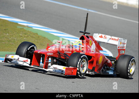 Felipe Massa (BRA), Ferrari bei den ersten Formel 1 Testfahrten der Saison 2012 a Jerez, Spanien | Felipe Massa (BRA), Ferrari durante un test di Formula Uno di Jerez, in Spagna Foto Stock