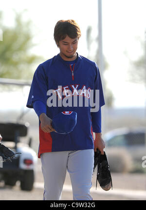 Yu Darvish (rangers), 21 febbraio 2012 - MLB : Nuovo Texas Rangers lanciatore Yu Darvish del Giappone durante il team della Primavera in formazione consiglia prudenza, Arizona, Stati Uniti. (Foto di AFLO) Foto Stock