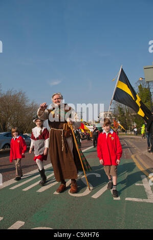 1 marzo 2012, Cardiff, Regno Unito. Patrioti gallese celebrare San Davide del giorno. Foto Stock