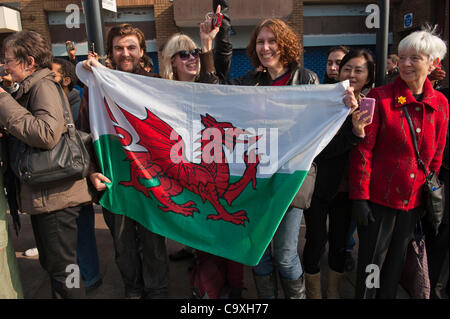 1 marzo 2012, Cardiff, Regno Unito. Patrioti gallese celebrare San Davide del giorno. Foto Stock