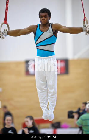 L'inglese campionati di ginnastica Dartford Kent 3.2.12. Courtney Tulloch Foto Stock