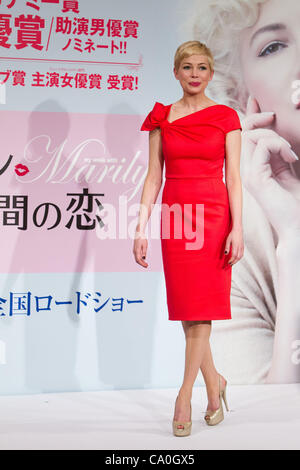 Marzo 14, 2012, Tokyo, Giappone - US attrice Michelle Williams assiste la conferenza stampa per il film, 'My settimana con Marilyn". Il film sarà distribuito in Giappone cinema il 24 marzo. (Foto di Christopher Jue/AFLO) Foto Stock