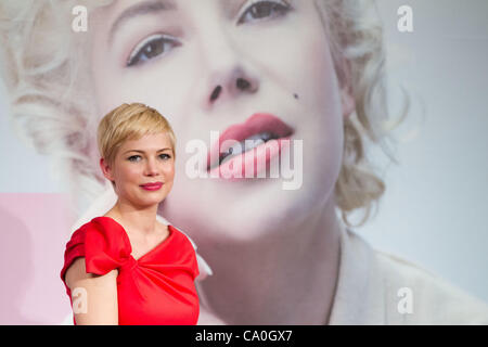 Marzo 14, 2012, Tokyo, Giappone - US attrice Michelle Williams assiste la conferenza stampa per il film, 'My settimana con Marilyn". Il film sarà distribuito in Giappone cinema il 24 marzo. (Foto di Christopher Jue/AFLO) Foto Stock