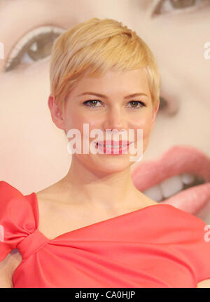 Marzo 14, 2012 - Tokyo, Giappone - Attrice Michelle Williams partecipa a una conferenza stampa per promuovere il suo film 'My settimana con Marilyn' all' Imperial Hotel il 14 marzo 2012 a Tokyo, Giappone. Il film si aprirà il 24 marzo in Giappone. (Credito Immagine: © Junko Kimura/Jana premere/ZUMAPRESS.com) Foto Stock