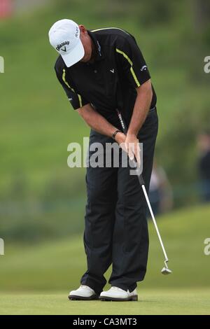 02.06.2012 Newport Wales. Thomas Bjorn (DEN) in azione il giorno 3 dell'ISP Handa Galles aperto da Celtic Manor. Foto Stock