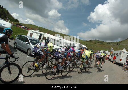 09.06.2012. Criterium du Dauphine Libere, fase 06 Saint Alban Leysse - Morzine, Lotto - Belisol 2012, Joux piano Foto Stock