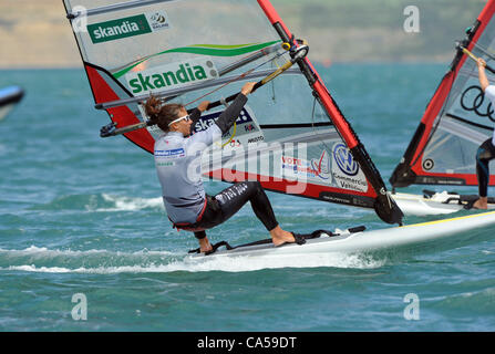 Vela per la medaglia d'oro le gare a Portland nel Dorset, Regno Unito Bryony Shaw Womens RSX Team GB. Foto di: Dorset Servizio media Foto Stock