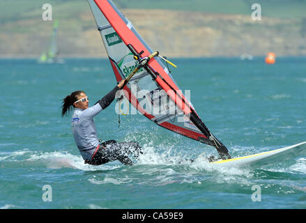 Vela per la medaglia d'oro le gare a Portland nel Dorset, Regno Unito Bryony Shaw Womens RSX Team GB. Foto di: Dorset Servizio media Foto Stock