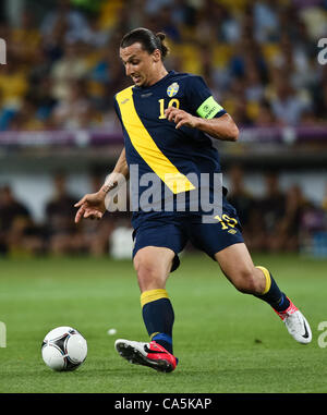 11.06.2012 Ucraina, Kiev: giocatore svedese di Zlatan Ibrahimovic in fase di gruppo, il campionato europeo di calcio match tra squadre di Ucraina e Svezia. Foto Stock