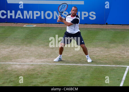 15.06.12 Regine Club di Londra, Inghilterra: Xavier Malisse BEL Xavier Malisse BELversus David Nalbandian ARG durante il giorno cinque del Aegon campionati a Queens Club a giugno 15, 2012 a Londra , Inghilterra. Foto Stock