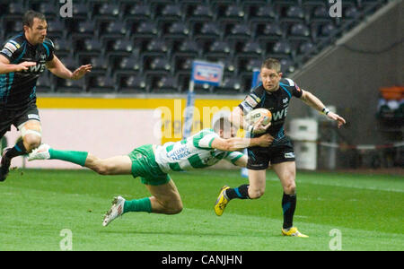 RaboDirect PRO12 - Asprì v Treviso @ il Liberty Stadium di Swansea. Shane Williams sulla tassa per il falco pescatore. Foto Stock