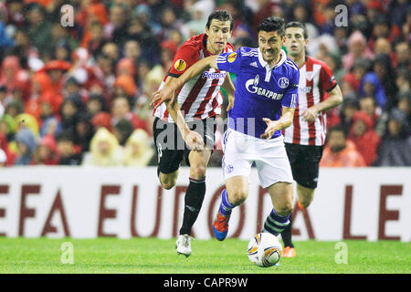 Ciprian Marica (Schalke), 5 aprile 2012 - Calcio : UEFA Europa League quarti di finale 2 gamba match tra Athletic Bilbao 2-2 FC Schalke 04 a Estadio San Mames a Bilbao, Spagna. (Foto di D.Nakashima/AFLO)[2336] Foto Stock