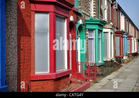 Abbandonata la città di Liverpool terrazza house street prima di programma di rigenerazione per fare la strada per un nuovo sviluppo di alloggiamento Foto Stock