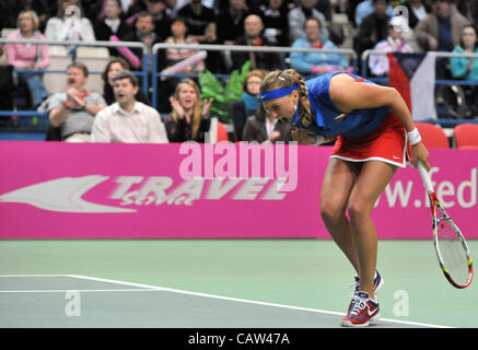 Petra KVITOVA (CZE) durante la semifinale Fed Cup Match Repubblica Ceca vs. Italia a Ostrava, Repubblica ceca, 21 aprile 2012. (CTK foto/Jaroslav Ozana) Foto Stock