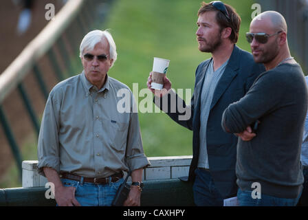 3 maggio 2012 - Louisville, Kentucky, Stati Uniti - Bob Baffert e Bode Miller (L e C)mattina gli allenamenti per la 138th Kentucky Derby a Churchill Downs Louisville, nel Kentucky il 3 maggio 2012. (Credito Immagine: © Scott Serio/Eclipse Sportswire/eclipse/ZUMAPRESS.com) Foto Stock