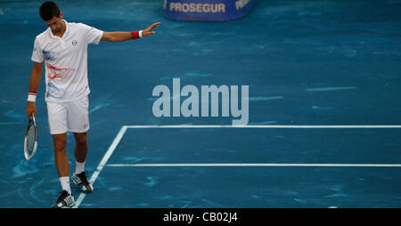 11 maggio 2012 - Madrid, Spagna - 11.05.2012 Madrid, Spagna. Novak Djokovic in azione contro Janko TIPSAREVIC durante i quarti di finale della Madrid Open Tennis Tournament. (Credito Immagine: © Michael Cullen/ZUMAPRESS.com) Foto Stock