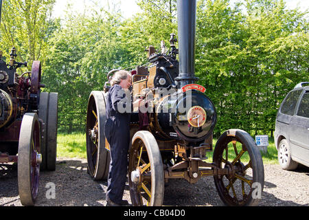 Motori a vapore sul display per vedere a tutti presso il mulino stotfold vapore e fiera di paese mostrano Foto Stock