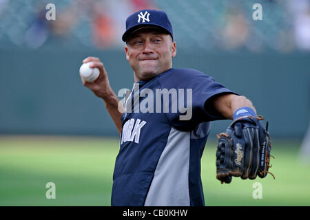 15 maggio 2012 - Baltimore, Maryland, Stati Uniti - Baltimore, MD- 15 maggio: Derek Jetter dei New York Yankees durante i New York Yankees v Baltimore Orioles a Rigogolo Park a Camden Yards a Baltimora, MD il 15/05/12. (Credito Immagine: © Ryan Lasek/eclipse/ZUMAPRESS.com) Foto Stock