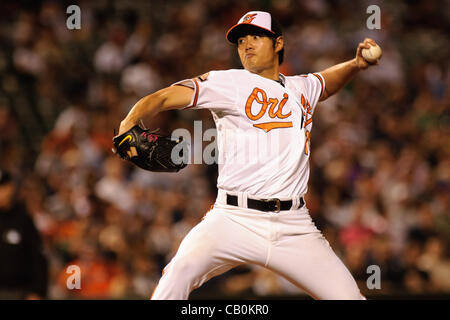 15 maggio 2012 - Baltimore, Maryland, Stati Uniti - Baltimore, MD- 15 maggio: Orioles pitcher Wei-Yin Chen durante i New York Yankees v Baltimore Orioles a Rigogolo Park a Camden Yards a Baltimora, MD il 15/05/12. (Credito Immagine: © Ryan Lasek/eclipse/ZUMAPRESS.com) Foto Stock