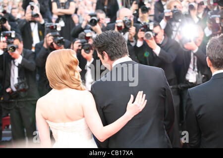 David Schwimmer e Jessica Chastain al gala screening Madagascar 3: Europa più voluto al sessantacinquesimo Festival del Cinema di Cannes. Venerdì 18 Maggio 2012 a Cannes Film Festival, Francia. Foto Stock