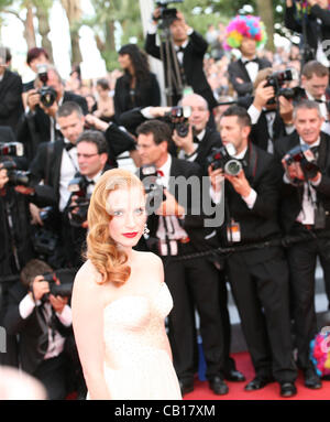 Jessica Chastain al gala screening Madagascar 3: Europa più voluto al sessantacinquesimo Festival del Cinema di Cannes. Venerdì 18 Maggio 2012 a Cannes Film Festival, Francia. Foto Stock