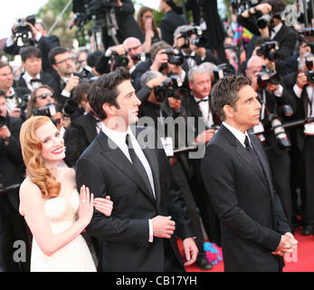 Jessica Chastain, David Schwimmer e Ben Stiller al gala screening Madagascar 3: Europa più voluto al sessantacinquesimo Festival del Cinema di Cannes. Venerdì 18 Maggio 2012 a Cannes Film Festival, Francia. Foto Stock