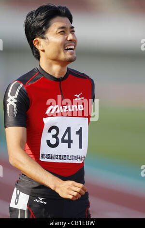 Shingo Suetsugu, 19 maggio 2012 - Atletica : La cinquantaquattresima Oriente Giappone industriale campionato atletica Uomini 100m a Kumagaya Sport Cultura Park Athletics Stadium, Saitama, Giappone. (Foto di Yusuke Nakanishi/AFLO SPORT) [1090] Foto Stock