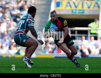 26.05.12 Twickenham Stadium, Inghilterra: Joe Marler di arlecchini durante la Aviva Premiership Rugby finale tra arlecchini e Leicester Tigers a Twickenham Stadium. Linea di credito : credito: Azione Plus immagini di Sport / Alamy Live News Foto Stock