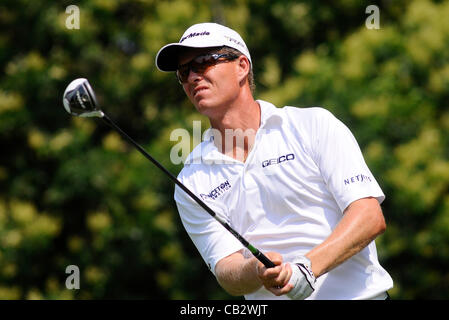 25 maggio 2012 - Fort Worth, Texas, Stati Uniti d'America - 25 maggio 2012. Ft. Vale la pena, Tx. Stati Uniti d'America. John Senden durante il secondo giro del Crowne Plaza Invitational a Colonial venerdì. (Credito Immagine: © Ralph Lauer/ZUMAPRESS.com) Foto Stock