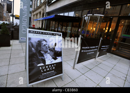 Marco Pierre White Steakhouse Bar e Grill presso l'Hotel Indigo Liverpool, Merseyside, Gran Bretagna, Regno Unito Foto Stock