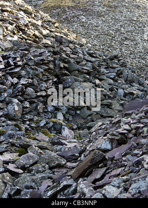 Dettaglio della cava di ardesia punta dei rifiuti Foto Stock