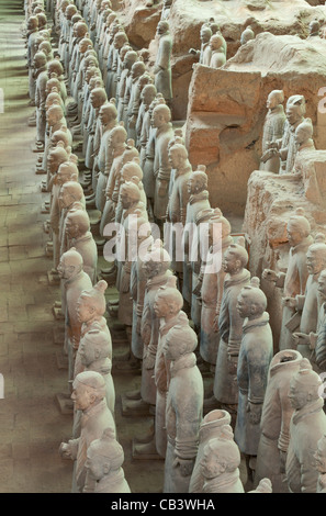 Guerrieri di Terracotta Army buca numero 1, Xian, Provincia di Shaanxi, PRC Repubblica Popolare di Cina e Asia Foto Stock