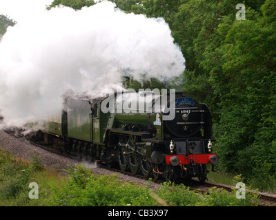 Il Tornado treno a vapore sul West Somerset linea ferroviaria. Regno Unito Foto Stock
