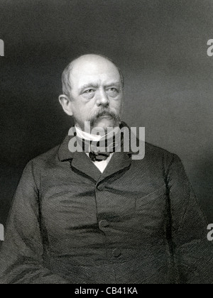 Incisione di antiquariato del principe Otto Eduard Leopold von Bismarck (1815-1898), il cancelliere imperiale dell'impero tedesco Foto Stock