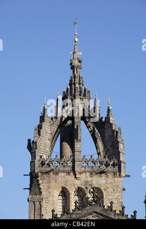 St Giles Cathedral Crown spire, Old Town, High Street, Royal Mile, centro di Edimburgo, Scozia, Regno Unito Foto Stock