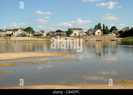 Vista del fiume Loira dall'Île de Béhuard nel Maine-et-Loire, Francia Foto Stock