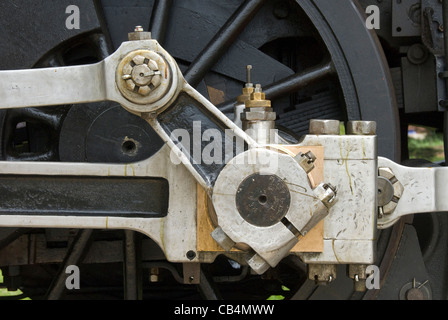 Ruota motrice e le aste, Southern 2-8-0 locomotiva a vapore numero 401, costruito nel dicembre 1907, a Monticello Railway Museum Foto Stock