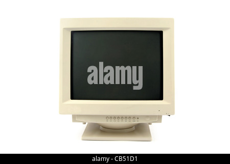 Isolato computer vecchio monitor crt Foto Stock
