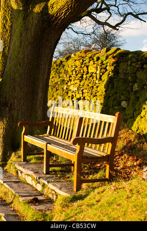 Un memoriale di sede sulla testa Orrest sopra Windermere nel Lake District, Cumbria, Regno Unito. Foto Stock