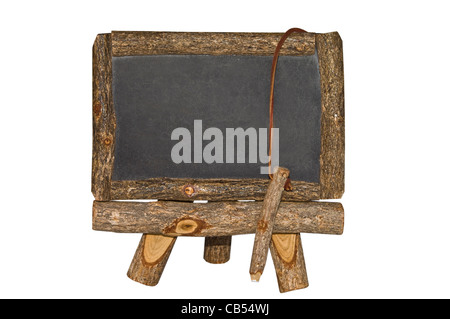 Un piccolo rustico, lavagna con il gesso su un cavalletto. Foto Stock