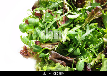 Mix di insalata isolata contro bianco Foto Stock