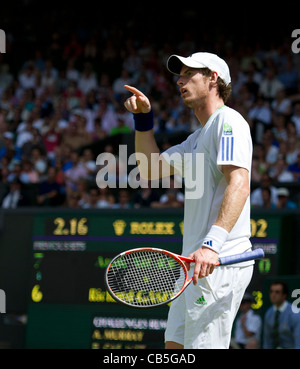 27.06.2011. Andy Murray GBR (4) v Richard Gasquet FRA (17). Andy in azione. WIMBLEDON TENNIS Championships. Foto Stock